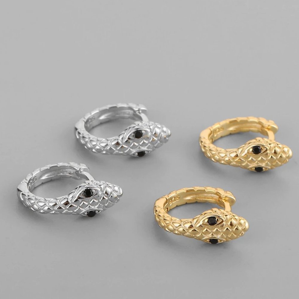 *NEW 925 Sterling Silver Serpenti Huggie Hoops